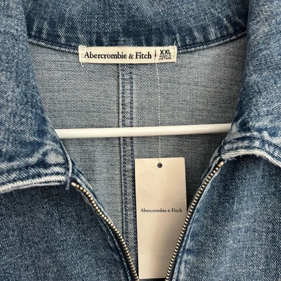 NWT Abercrombie & Fitch Denim Full Zip-Front Short Sleeve Dress Size XXL - Picture 4 of 6